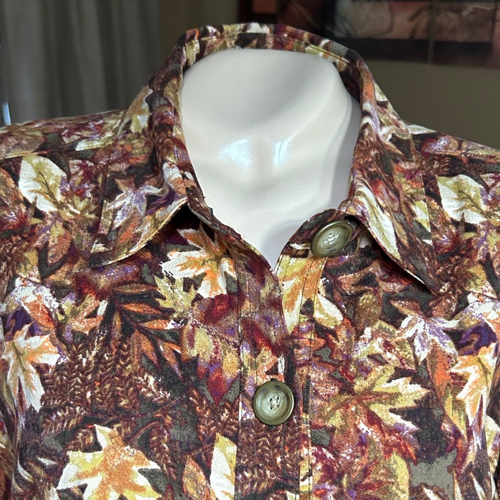 Christopher & Banks Leaf Pattern Button-Up Shirt-… - image 2